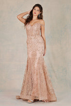 AD 3076 - Off The Shoulder Prom Gown With Glitter Detailing & Sheer Boned Bodice PROM GOWN Adora XS ROSE GOLD 