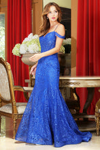 AD 3076 - Off The Shoulder Prom Gown With Glitter Detailing & Sheer Boned Bodice PROM GOWN Adora XS ROYAL BLUE 