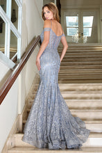 AD 3076 - Off The Shoulder Prom Gown With Glitter Detailing & Sheer Boned Bodice PROM GOWN Adora   