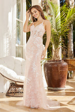 AD 3084 - Fit & Flare Lace Embellished Prom Gown With Sheer Boned Bodice & Open Strappy Back PROM GOWN Adora XS BLUSH 