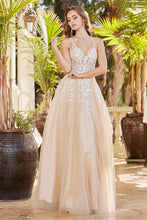 AD 3089 - A-Line Lace Embellished Prom Gown With Sheer Bodice & Open Back PROM GOWN Adora XS NUDE 