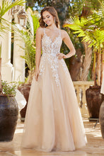 AD 3089 - A-Line Lace Embellished Prom Gown With Sheer Bodice & Open Back PROM GOWN Adora   
