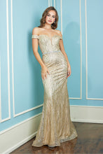 AD 3093 - Off The Shoulder Fit & Flare Prom Gown With Sweetheart Neck & Crystal Belt PROM GOWN Adora XS CHAMPAGNE 