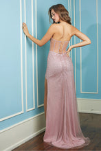 AD 3104 - Strapless Fit & Flare Prom Gown With Sheer Boned Bodice Leg Slit & Lace Up Corset Back PROM GOWN Adora   