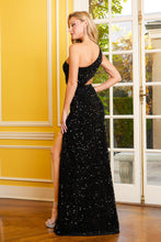 AD 3111 - Full Sequin One Shoulder Fit & Flare Prom Gown With Side Cut Out & Leg Slit PROM GOWN Adora   