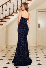 AD 3126 - Strapless Boned Bodice Flip Sequin Prom Gown With Leg Slit PROM GOWN Adora   