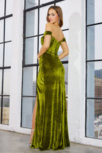 AD 3131 - Stretch Velvet Off the Shoulder Fit & Flare Prom Gown with Cowl Neck Boned Bodice & Leg Slit PROM GOWN Adora   