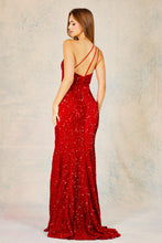 AD 3140 - One Shoulder All Sequin Fit & Flare Prom Gown with Leg Slit & Strappy Back PROM GOWN Adora   