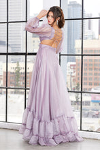 AD 3149 - Long Sleeve Flowy A-Line Formal Gown with Pleated Bodice Cut Out Sides & Open Lace Up Corset Back PROM GOWN Adora   