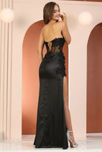 AD 3157 -  Beaded Lace Embellished Strapless Fit & Flare Prom Gown With Sheer Boned Bodice & Lace Up Corset Back PROM GOWN Adora   