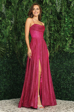 AD 3170 -  Glittery Ball Gown with Gathered V-Neck Bodice Open Lace Up Corset Back & Side Pockets PROM GOWN Adora XS FUCHSIA 