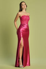 AD 3184 - Stretch Satin Fit & Flare Prom Gown with Sheer Lace Embellished Boned Corset Bodice Leg Slit & Lace Up Back PROM GOWN Adora   