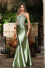 AD 3386 - Strapless Fit & Flare Prom Gown with Beaded Lace Embellished Corset Bodice & Detailed Grommet Eyelet Lace Up Back