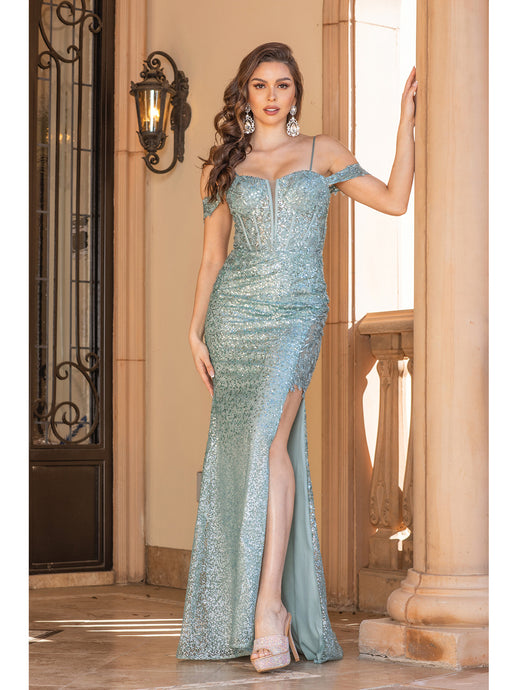 AC 7024 - Strapless Embroidered Fit & Flare Prom Gown with Sheer Boned –  Diggz Formals