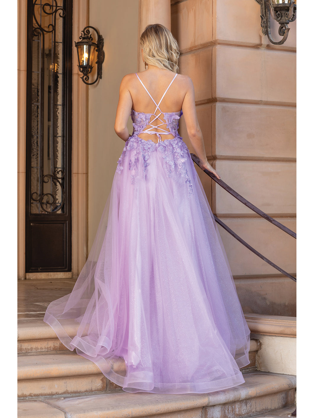Fairy Butterfly Blue Formal Long Prom Dress With Petals Cape Wholesale  #T69124 - GemGrace.com