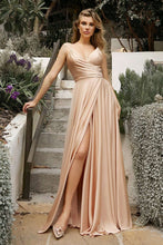 CD 7485 - Satin A-Line Prom Gown with Gathered Sweetheart Neckline & Leg Slit Dresses Cinderella Divine 4 NUDE 