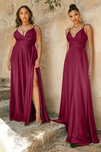 CD 7485C - Satin A-Line Prom Gown with Gathered Sweetheart Neckline & Leg Slit PROM GOWN Cinderella Divine   
