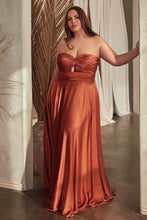 CD 7496C - Plus Size Strapless Stretch Satin A-Line Prom Gown with Keyhole Bodice PROM GOWN Cinderella Divine 18 SIENNA 