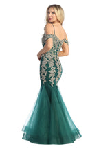 LF 7745 - Beaded Lace Embellished Fit & Flare Prom Gown with Sheer Corset Bodice & Tulle Skirt PROM GOWN Let's Fashion   
