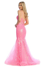 LF 7870 - Sequin Patterned Fit & Flare Prom Gown with Sheer Boned Corset Bodice & Open Lace Up Back PROM GOWN Let's Fashion   