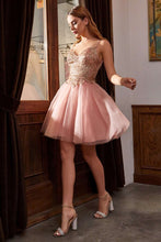 CD 9239 - Short A-Line Homecoming Dress with Glitter Embellished V-Neck Bodice & Layered Tulle Skirt Homecoming Cinderella Divine   