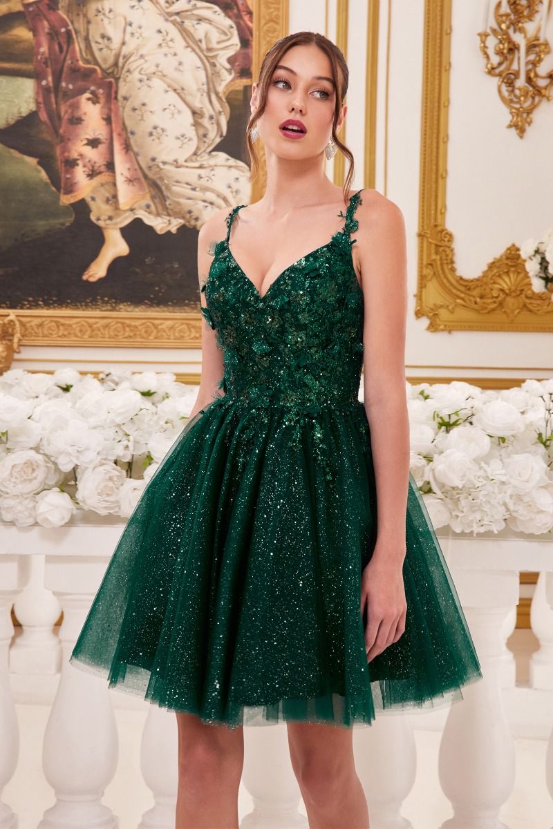CD 9245 - Glitter Print A-Line Homecoming Dress with 3D Floral Appliqu Diggz Formals CD 9245 - Glitter Print A-Line Homecoming Dress with 3D Floral Appliqu Diggz Formals