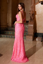 N A1583 - Iridescent Sequin Fit & Flare Prom Gown with Sheer Boned Bodice & Leg Slit