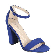 Women's Faux Suede Open Toe Sandal with Block Heel & Ankle Strap WOMENS DRESS SHOES FOREVER 5 ROYAL BLUE 