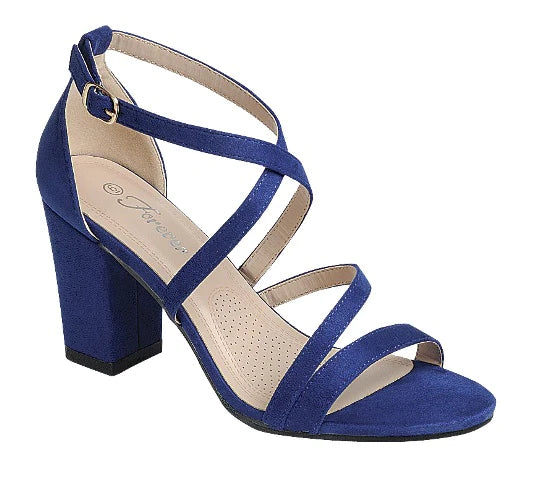 Women's Strappy Open Toe Sandal with Ankle Strap & Block Heel WOMENS DRESS SHOES FOREVER   