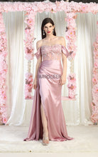 MQ MQ1977 - Fit & Flare Off Shoulder Boned Bodice Prom Gown with Leg Slit PROM GOWN Mayqueen 4 MAUVE 