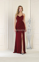 MQ MQ1987 - Fit & Flare Iridescent Cowl Neck Prom Gown with Leg Slit PROM GOWN Mayqueen 2 BURGUNDY 