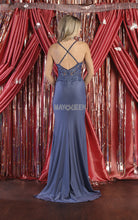MQ RQ7991 - Fit & Flare Sparkling Bodice Prom Gown with Strappy Back PROM GOWN Mayqueen 2 DUSTY BLUE 