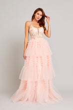 BC SP89984 - Layered Ruffle Tulle Ball Gown with Sheer Beaded Boned Lace Bodice PROM GOWN Bicici & Coty XS LIGHT PINK 
