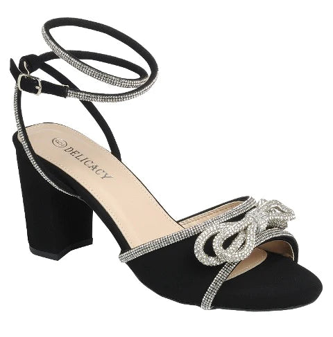 Women's Block heel with Rhinestone Bow Wrap around Ankle Strap & Open Diggz Formals Women's Block heel with Rhinestone Bow Wrap around Ankle Strap & Open Diggz Formals