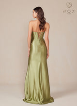 N T1500 - Strapless Stretch Satin Fit & Flare Prom Gown with Boned Bodice & Lace-Up Back PROM GOWN Nox