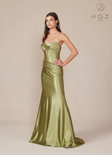 N T1500 - Strapless Stretch Satin Fit & Flare Prom Gown with Boned Bodice & Lace-Up Back PROM GOWN Nox 00 Sage