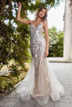 CD A1118 - Sequin Print Tulle Mermaid Prom Gown with Sheer Plunging Neckline & Low Open Back PROM GOWN Andrea & Leo Couture 2 PLATINUM 