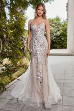 CD A1118 - Sequin Print Tulle Mermaid Prom Gown with Sheer Plunging Neckline & Low Open Back PROM GOWN Andrea & Leo Couture   