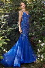 CD A1201 - Rhinestone Embellished Fit & Flare Prom Gown with 3D Floral Applique & Open Lace Up Corset Back PROM GOWN Cinderella Divine 2 ROYAL 