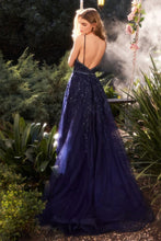 CD A1251 - Bead & Applique A-Line Prom Gown with Plunging V-Neck & Crystal Belt PROM GOWN CINDERELLA DIVINE   