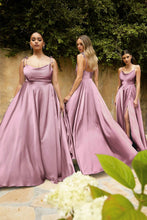 CD BD104 - Satin A-Line Formal Gown with Tying Spaghetti Shoulder Straps Cowl Neck & Leg Slit PROM GOWN Cinderella Divine XS MAUVE 