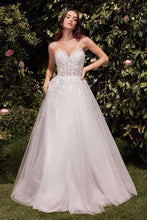 CD C148W - Layered Shimmer Tulle A-Line Wedding Gown with Sheer Beaded Lace Corset Bodice & Leg Slit PROM GOWN Cinderella Divine