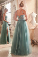 CD C150 - Lace Over Layered Tulle A-Line Prom Gown with Lace Up Corset Back & Leg Slit PROM GOWN Cinderella Divine   