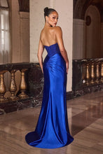 CD C170 - Strapless Fit & Flare Prom Gown with Rhinestone Encrusted Bodice Leg Slit & Side Sash PROM GOWN Cinderella Divine
