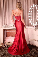 CD C171 - Stretch Satin Fit & Flare Prom Gown with Sheer Intricate detailed Bodice & Leg Slit PROM GOWN Cinderella Divine