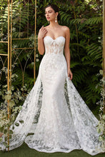 CD CB046W - Strapless Glittery Lace Fit & Flare Wedding Gown Floral Embellished with Sheer Pronounced Boning Bodice & Sweetheart Neck Wedding Gown Cinderella Divine   