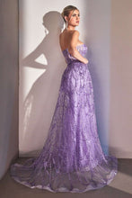 CD CB095 - Strapless Shimmering Mermaid Lace Prom Gown with Boned Bodice & Over Skirt PROM GOWN Cinderella Divine 4 LAVENDER 