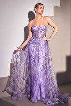 CD CB095 - Strapless Shimmering Mermaid Lace Prom Gown with Boned Bodice & Over Skirt PROM GOWN Cinderella Divine   