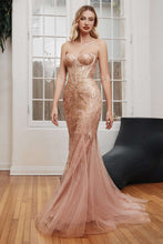 CD CB116 - Strapless Glitter Print Fit & Flare Prom Gown with Sheer Boned Bodice PROM GOWN Cinderella Divine 4 DUSTY ROSE 