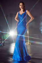 CD CB119 - Stretch Jersey Hot Stone Embellished Fit & Flare Prom Gown with Open Back PROM GOWN Cinderella Divine   